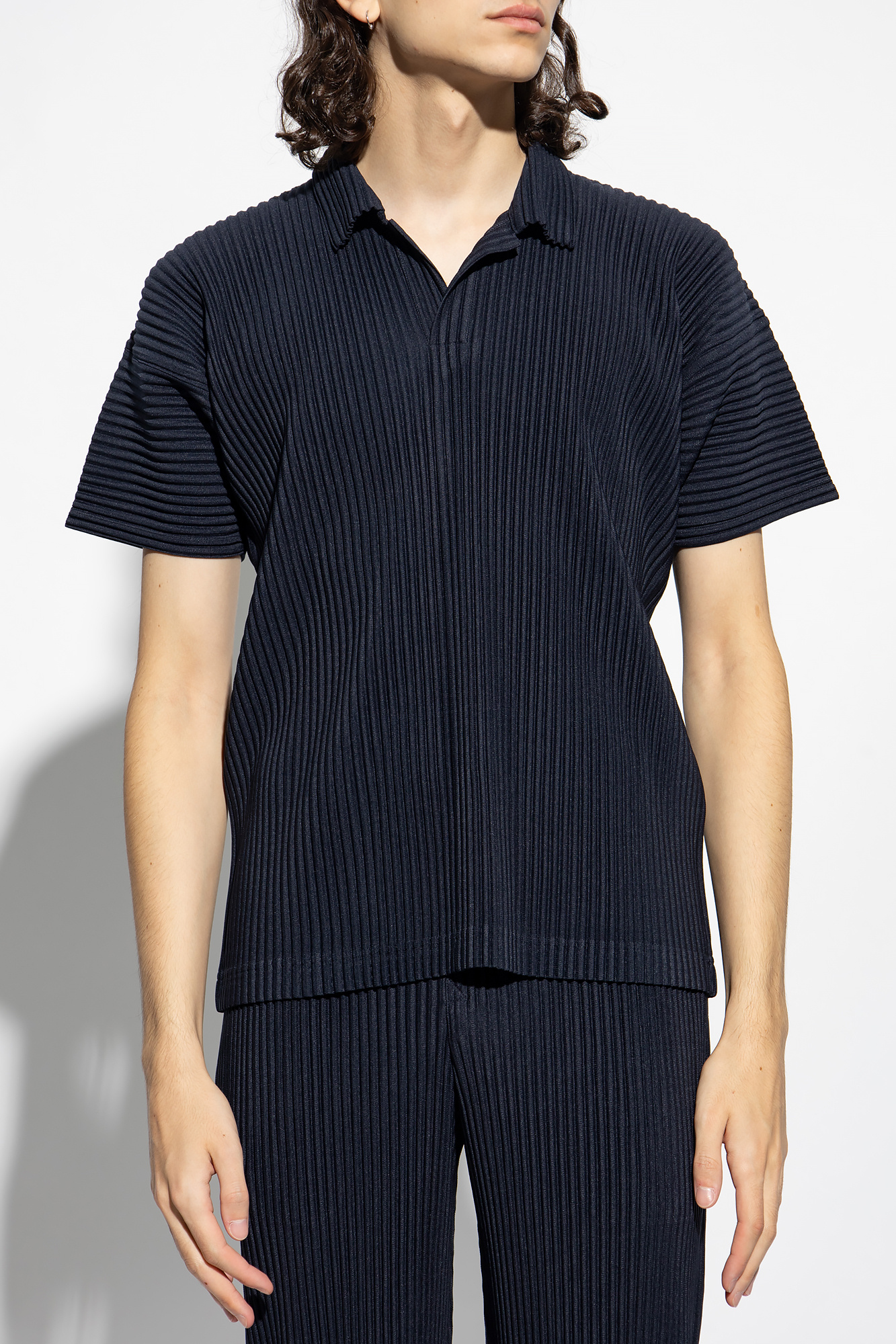 HOMME PLISSÉ ISSEY MIYAKE ネイビー ポロシャツ HOMME PLISSÉ ISSEY MIYAKE ネイビー ポロシャツ サマーセール